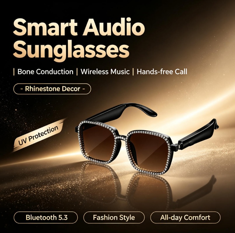 Audio Music Bluetooth - Умные аудио-очки с кристаллами, костной проводимостью,