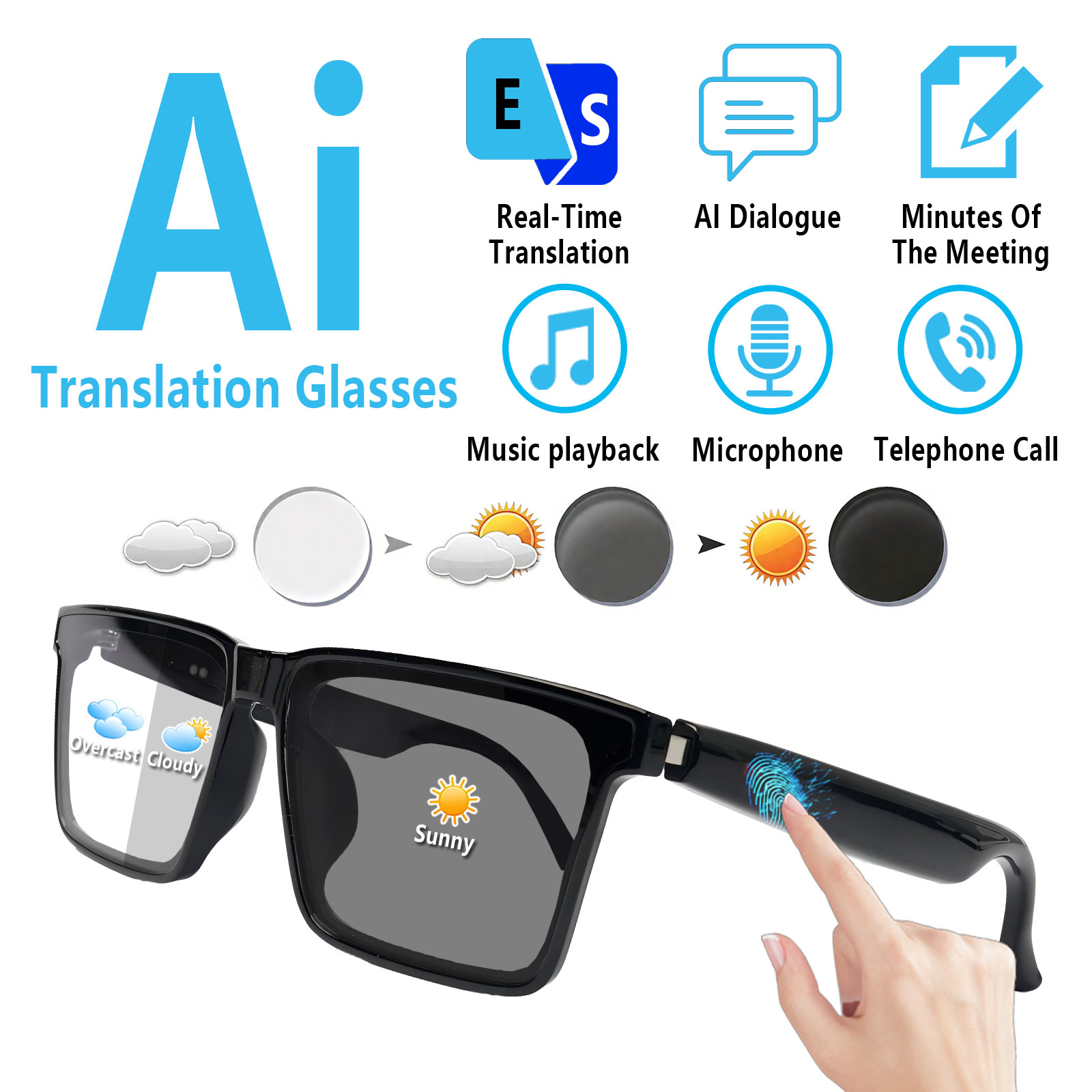 Audio Music Bluetooth - Умные аудиоочки с функцией перевода в